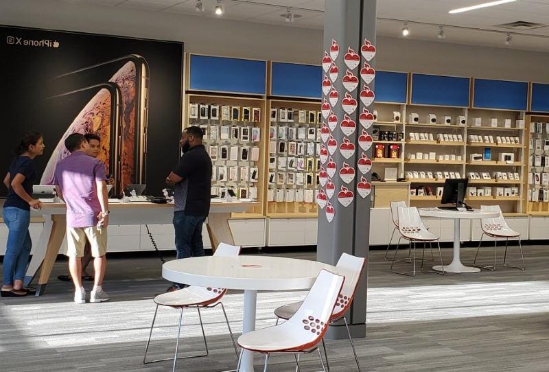 AT&T displays AHA hearts in store while customers shop